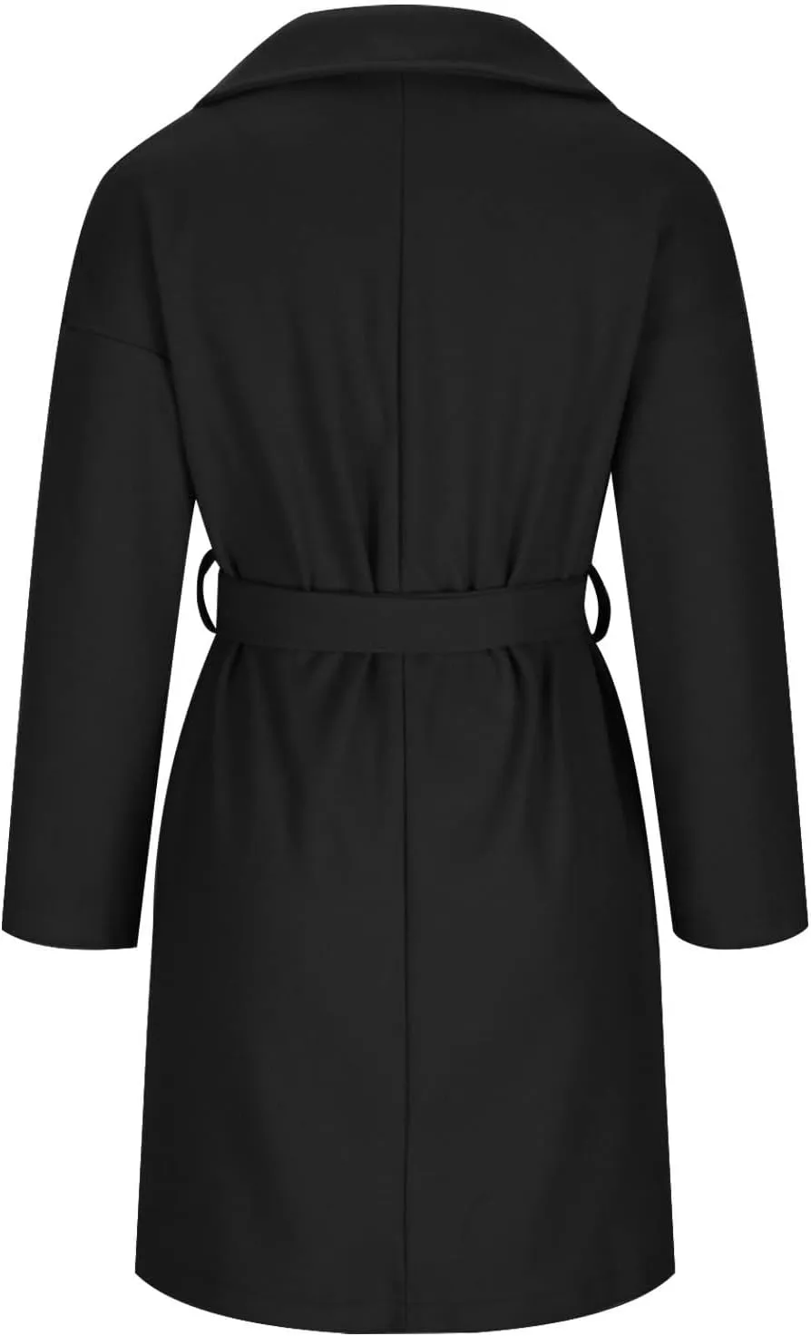 Women's Oversized Long Sleeve Tie Belt Wrap Coats Notched Lapel Loose Fit Trench Coats Warm Overcoat with Pockets