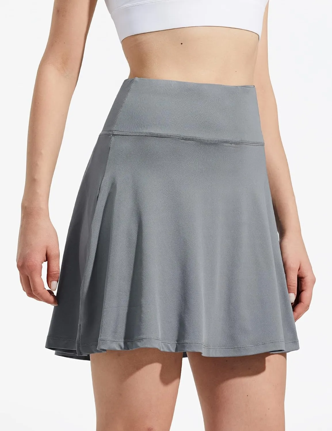 ZUTY 18" High Waisted Tennis Skirt for Women Skorts Skirts with Pockets Casual Modest Long Golf Athletic Running